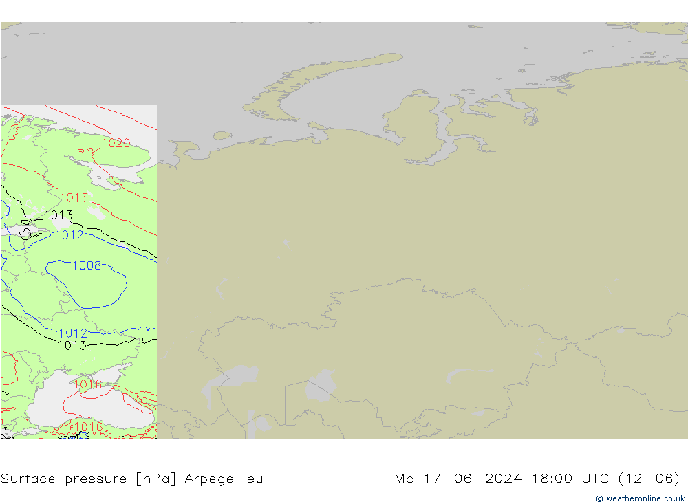 Surface pressure Arpege-eu Mo 17.06.2024 18 UTC