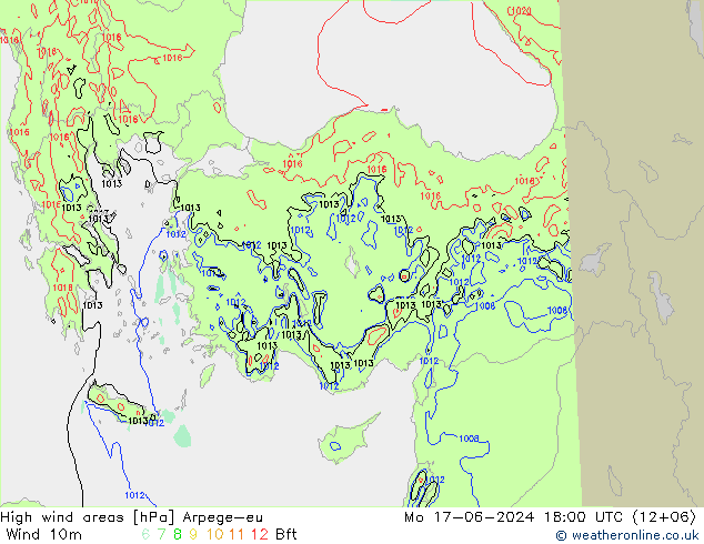 Windvelden Arpege-eu ma 17.06.2024 18 UTC