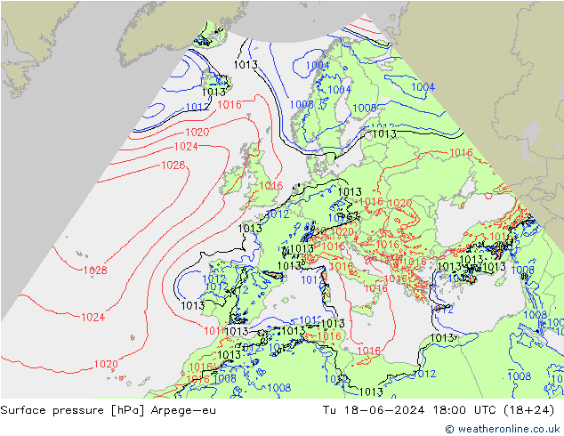 Pressione al suolo Arpege-eu mar 18.06.2024 18 UTC