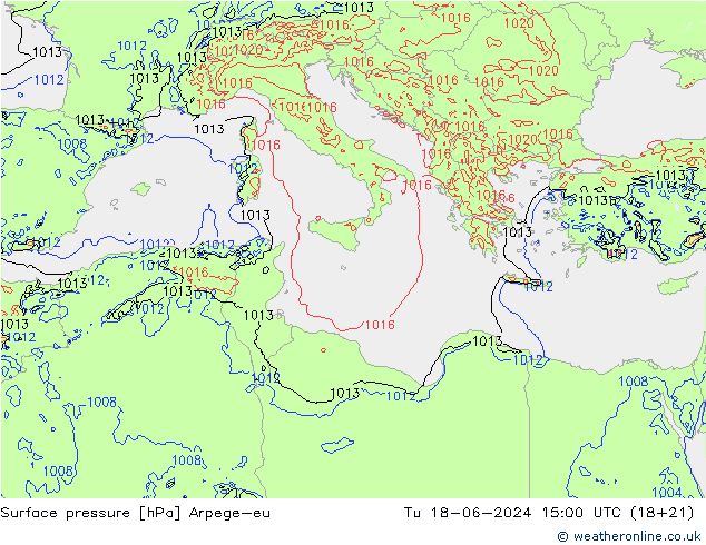 приземное давление Arpege-eu вт 18.06.2024 15 UTC