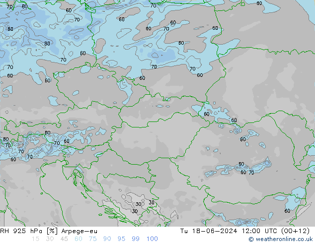 RH 925 hPa Arpege-eu Ter 18.06.2024 12 UTC