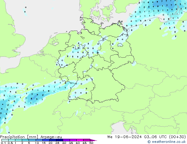 Niederschlag Arpege-eu Mi 19.06.2024 06 UTC