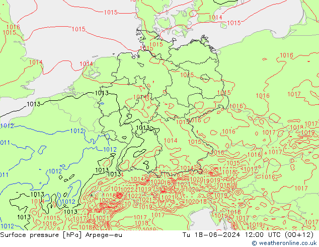 Presión superficial Arpege-eu mar 18.06.2024 12 UTC