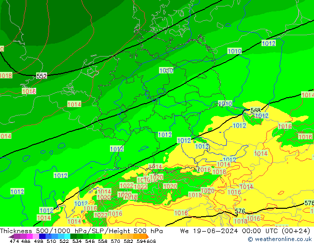 Thck 500-1000hPa Arpege-eu St 19.06.2024 00 UTC