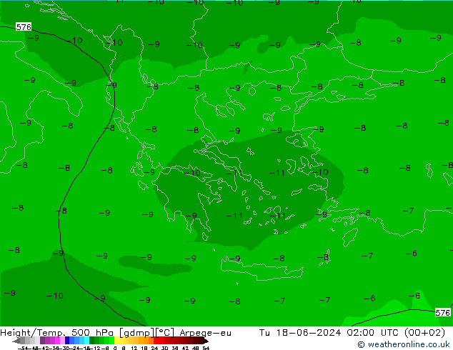 Height/Temp. 500 hPa Arpege-eu wto. 18.06.2024 02 UTC