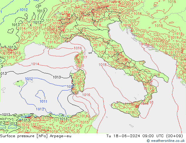 Yer basıncı Arpege-eu Sa 18.06.2024 09 UTC