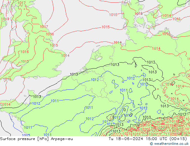 Presión superficial Arpege-eu mar 18.06.2024 15 UTC