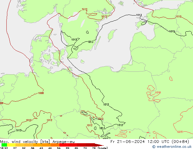 Max. wind velocity Arpege-eu pt. 21.06.2024 12 UTC