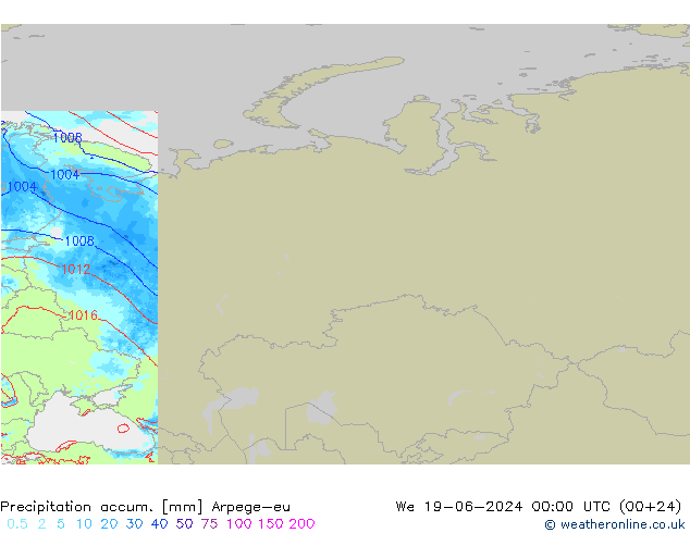 Precipitation accum. Arpege-eu Qua 19.06.2024 00 UTC