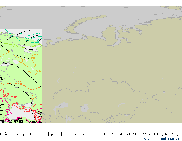 Height/Temp. 925 hPa Arpege-eu pt. 21.06.2024 12 UTC