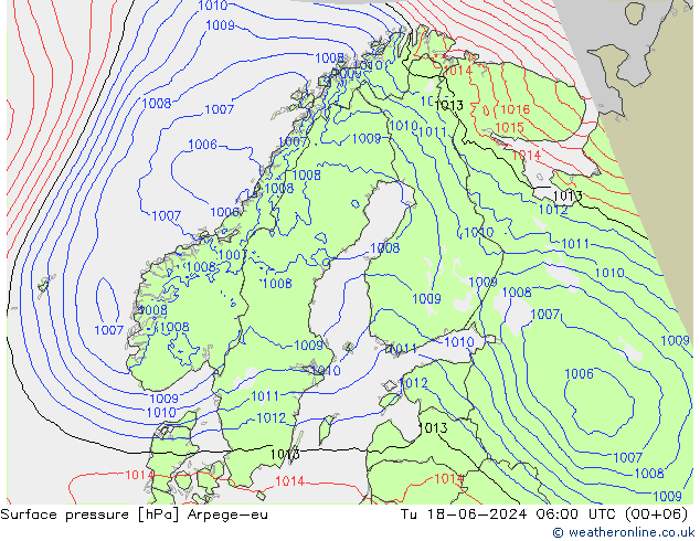 Pressione al suolo Arpege-eu mar 18.06.2024 06 UTC