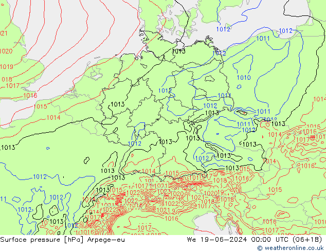 Luchtdruk (Grond) Arpege-eu wo 19.06.2024 00 UTC