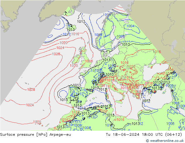 pressão do solo Arpege-eu Ter 18.06.2024 18 UTC