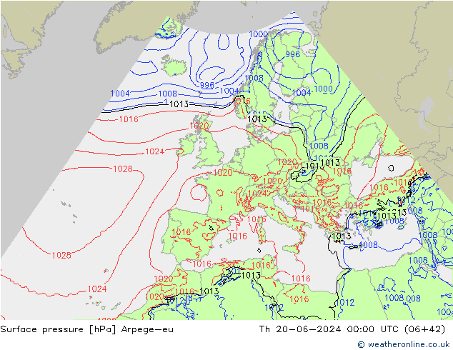 Bodendruck Arpege-eu Do 20.06.2024 00 UTC