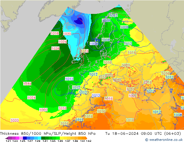 Thck 850-1000 hPa Arpege-eu mar 18.06.2024 09 UTC