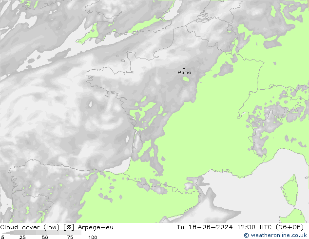 Bulutlar (düşük) Arpege-eu Sa 18.06.2024 12 UTC