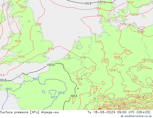 Pressione al suolo Arpege-eu mar 18.06.2024 09 UTC