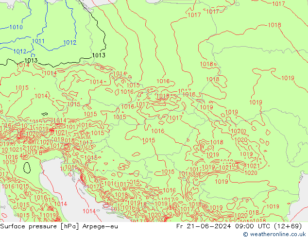 Luchtdruk (Grond) Arpege-eu vr 21.06.2024 09 UTC