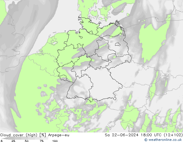 Bewolking (Hoog) Arpege-eu za 22.06.2024 18 UTC