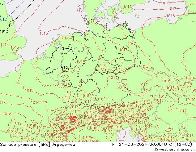 Surface pressure Arpege-eu Fr 21.06.2024 00 UTC