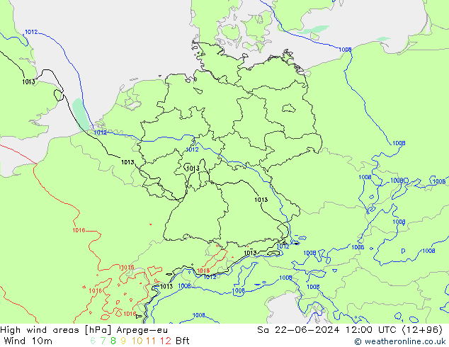 Windvelden Arpege-eu za 22.06.2024 12 UTC
