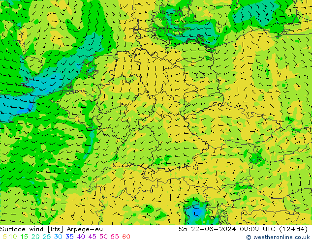 Surface wind Arpege-eu So 22.06.2024 00 UTC