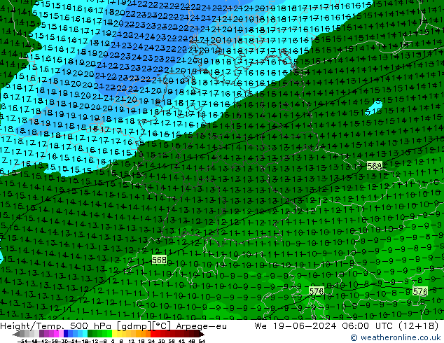 Height/Temp. 500 hPa Arpege-eu St 19.06.2024 06 UTC