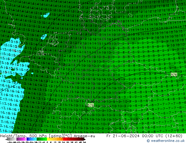 Height/Temp. 500 hPa Arpege-eu Fr 21.06.2024 00 UTC