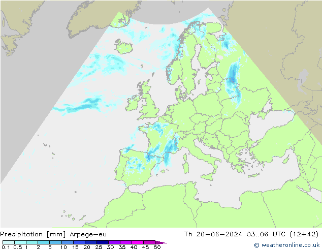 Niederschlag Arpege-eu Do 20.06.2024 06 UTC