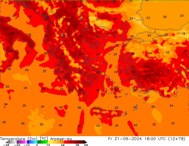 Temperature (2m) Arpege-eu Fr 21.06.2024 18 UTC