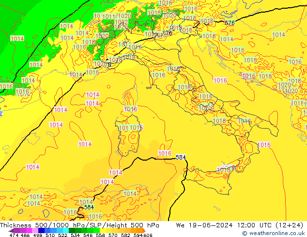 Thck 500-1000hPa Arpege-eu St 19.06.2024 12 UTC