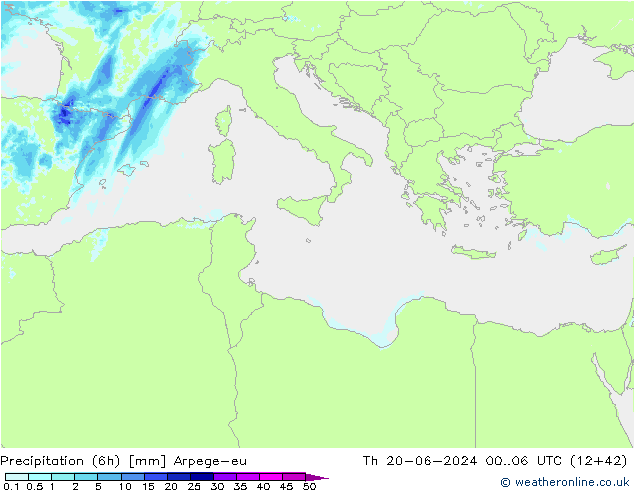 Yağış (6h) Arpege-eu Per 20.06.2024 06 UTC