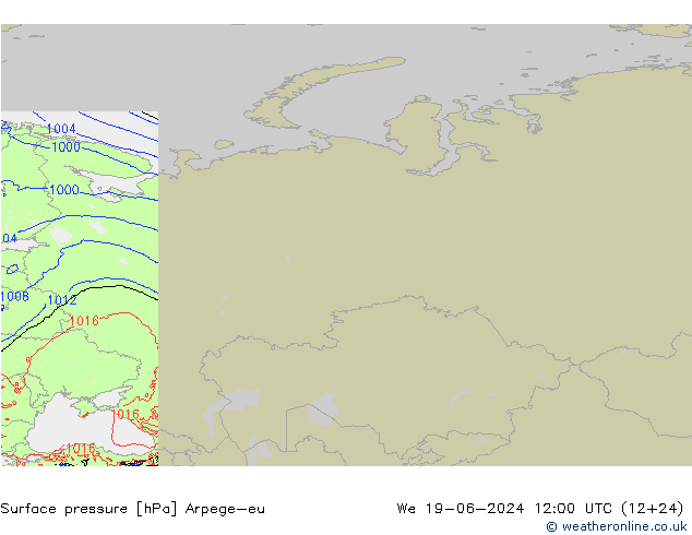 Surface pressure Arpege-eu We 19.06.2024 12 UTC