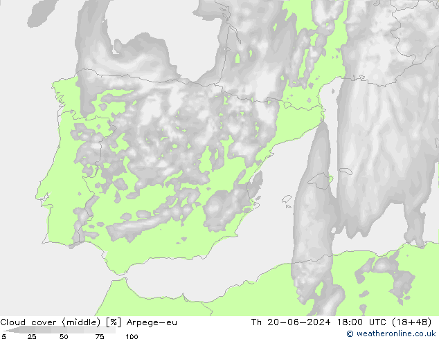 nuvens (médio) Arpege-eu Qui 20.06.2024 18 UTC