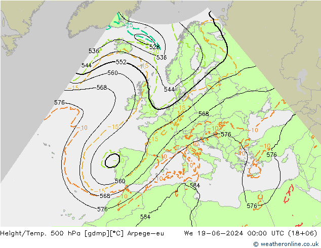 Height/Temp. 500 hPa Arpege-eu We 19.06.2024 00 UTC