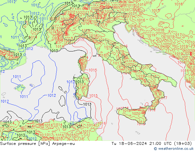 Presión superficial Arpege-eu mar 18.06.2024 21 UTC