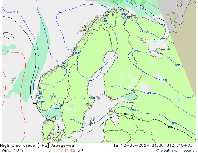 High wind areas Arpege-eu mar 18.06.2024 21 UTC