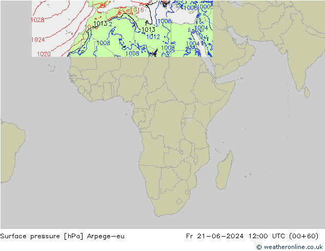 Surface pressure Arpege-eu Fr 21.06.2024 12 UTC