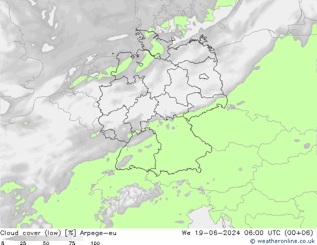 Wolken (tief) Arpege-eu Mi 19.06.2024 06 UTC