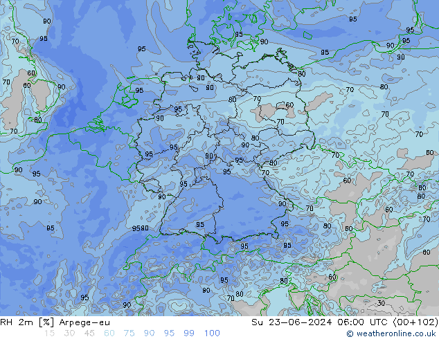 RH 2m Arpege-eu  23.06.2024 06 UTC