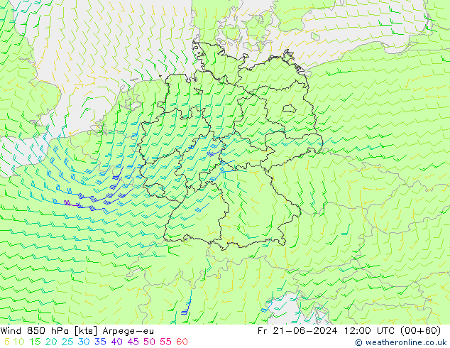 wiatr 850 hPa Arpege-eu pt. 21.06.2024 12 UTC