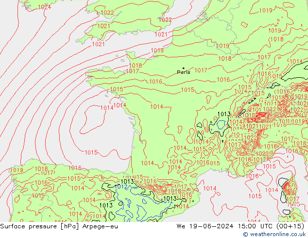приземное давление Arpege-eu ср 19.06.2024 15 UTC