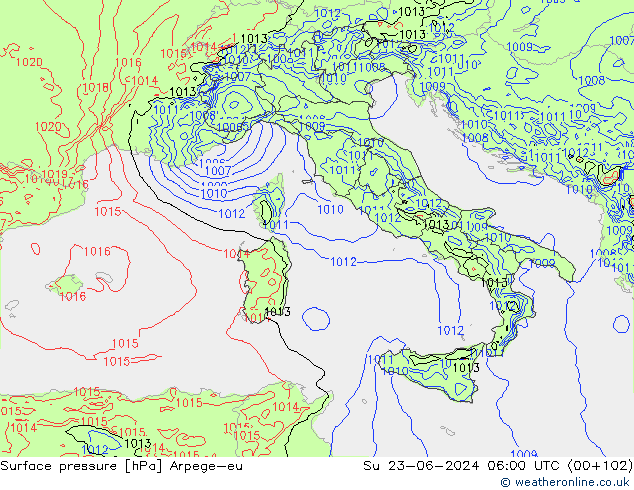 Surface pressure Arpege-eu Su 23.06.2024 06 UTC