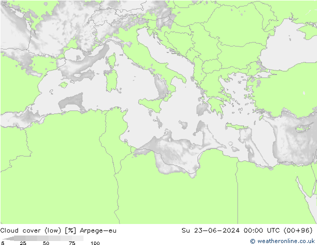 Nuages (bas) Arpege-eu dim 23.06.2024 00 UTC