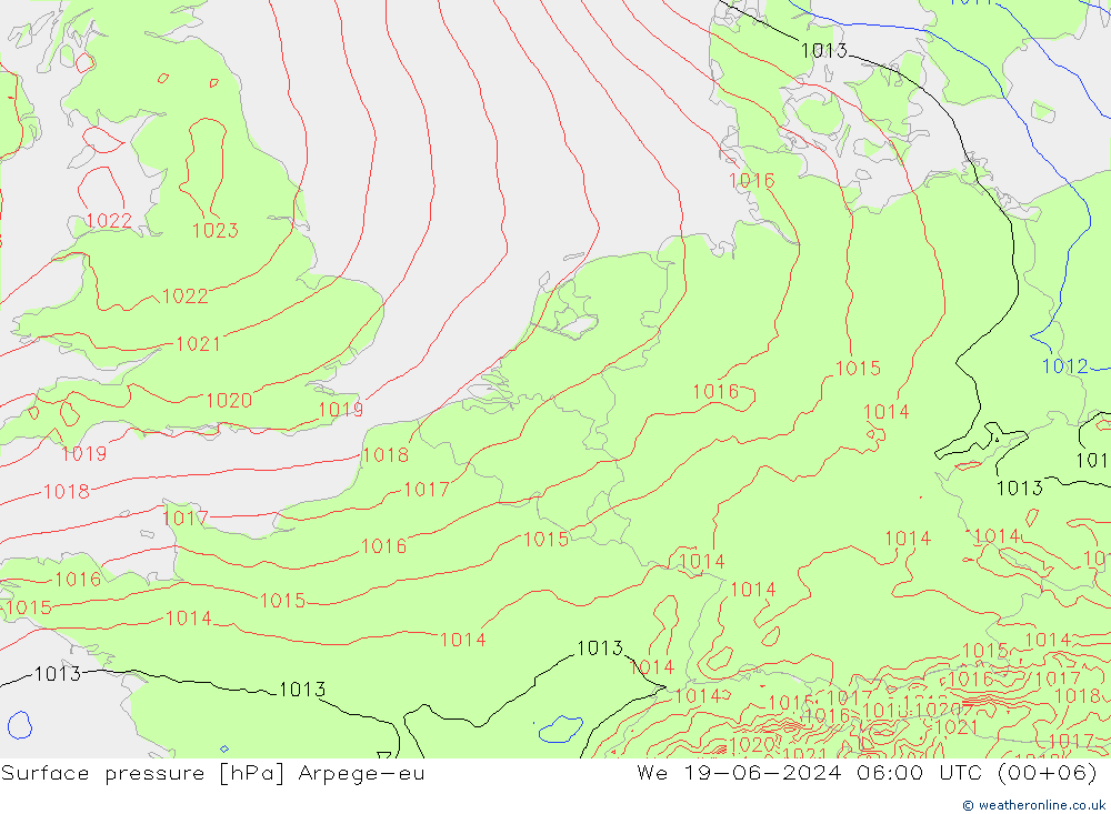 приземное давление Arpege-eu ср 19.06.2024 06 UTC