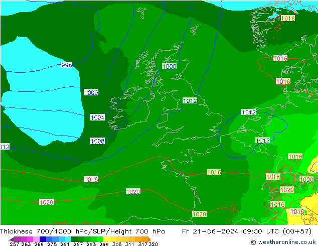 Thck 700-1000 hPa Arpege-eu Pá 21.06.2024 09 UTC