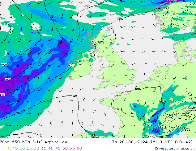  850 hPa Arpege-eu  20.06.2024 18 UTC