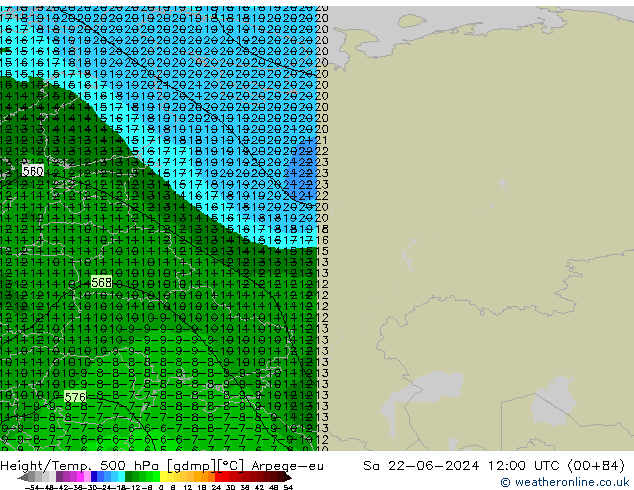 Geop./Temp. 500 hPa Arpege-eu sáb 22.06.2024 12 UTC