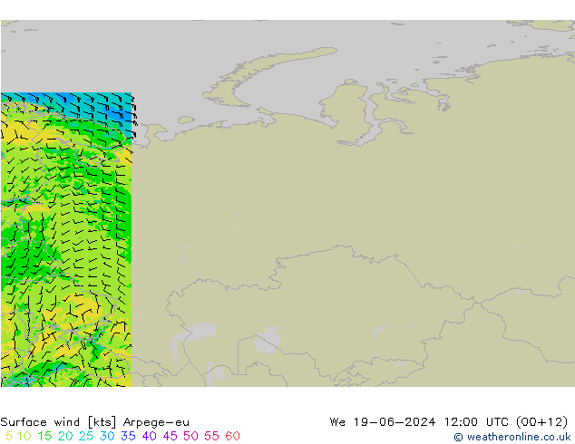Surface wind Arpege-eu St 19.06.2024 12 UTC
