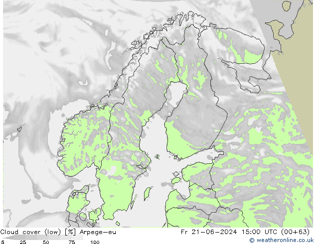 Nubi basse Arpege-eu ven 21.06.2024 15 UTC